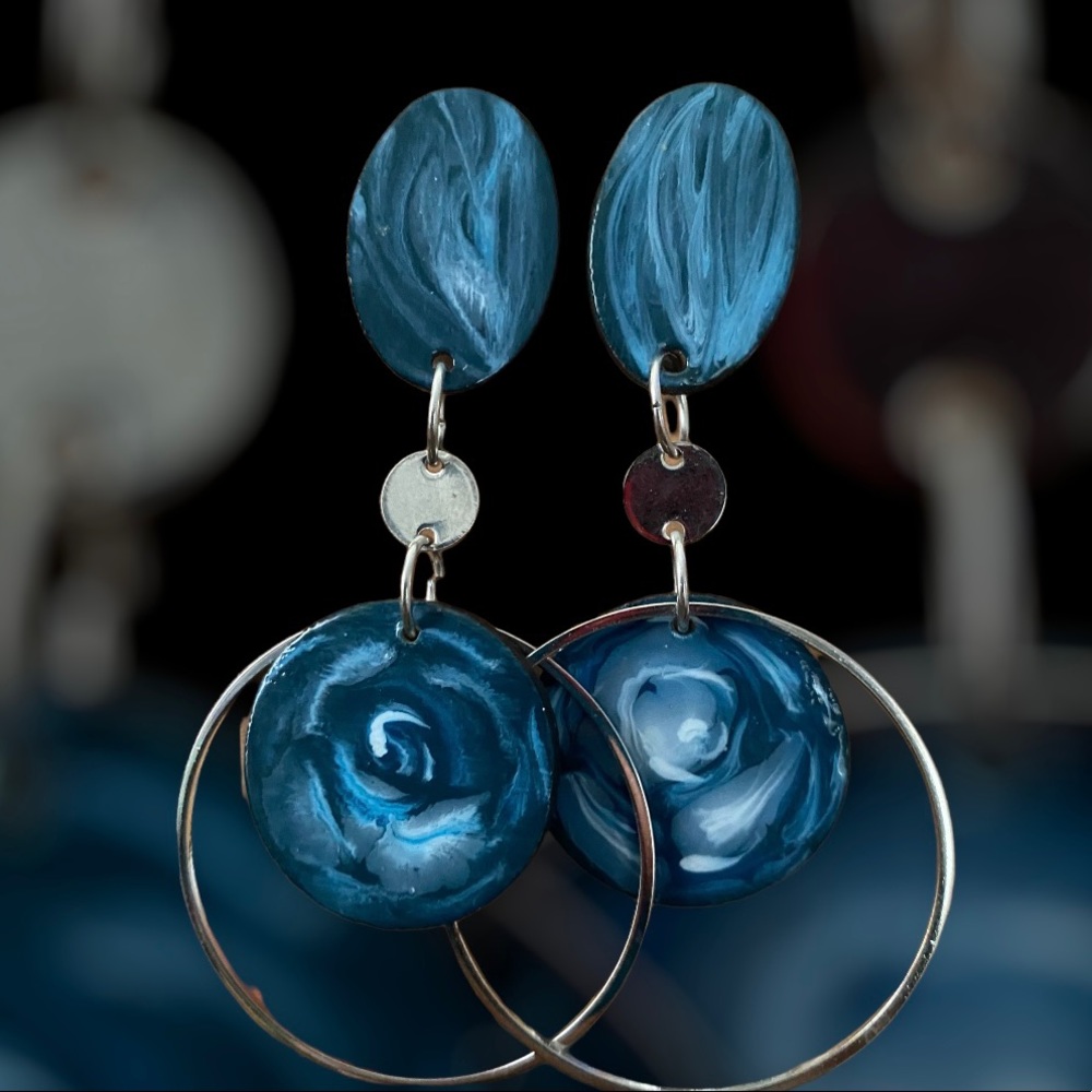NWOT handcrafted wood earrings with brass and/or stainless steel accents.